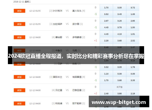 2024欧冠直播全程报道，实时比分和精彩赛事分析尽在掌握